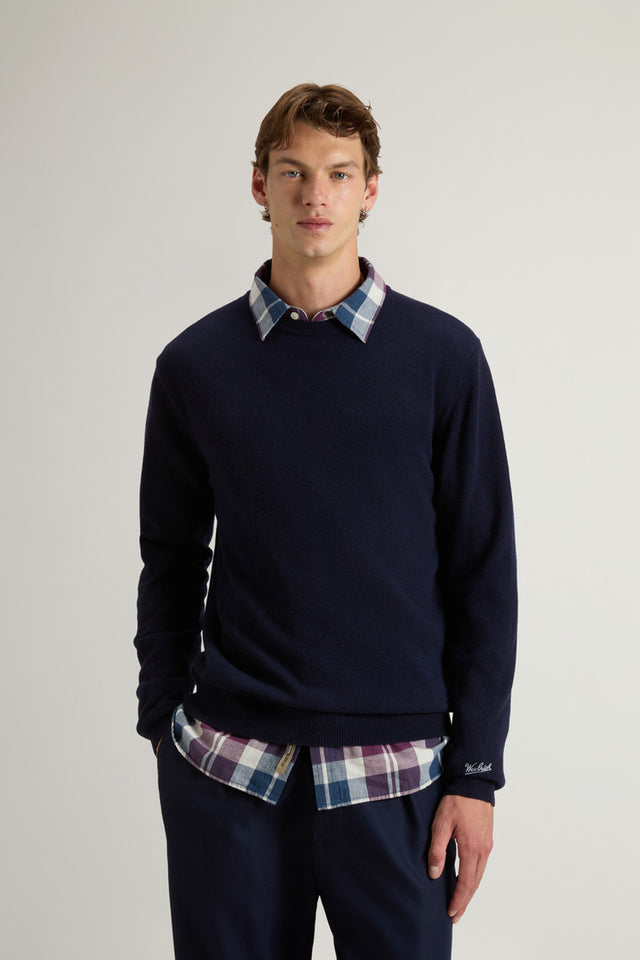 Pure Lambswool Crewneck Sweater - Men - Blue