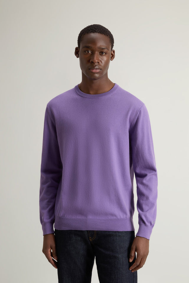 Crewneck Sweater in Pure Cotton - Men - Purple