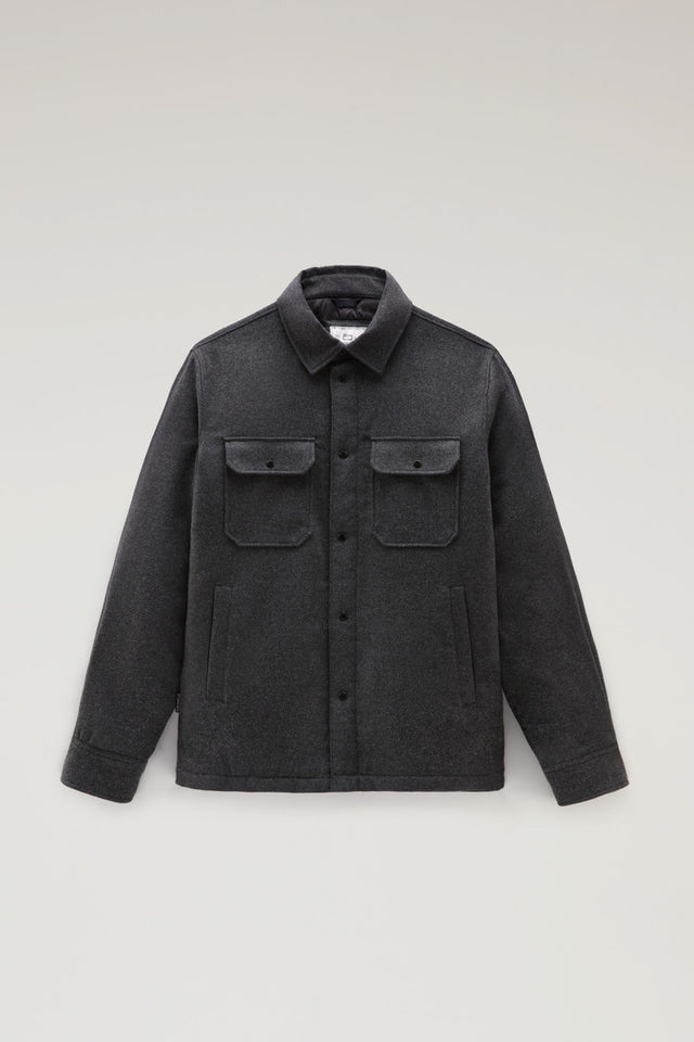 Alaskan Padded Overshirt in Recycled Italian Wool Blend - Men - Gray