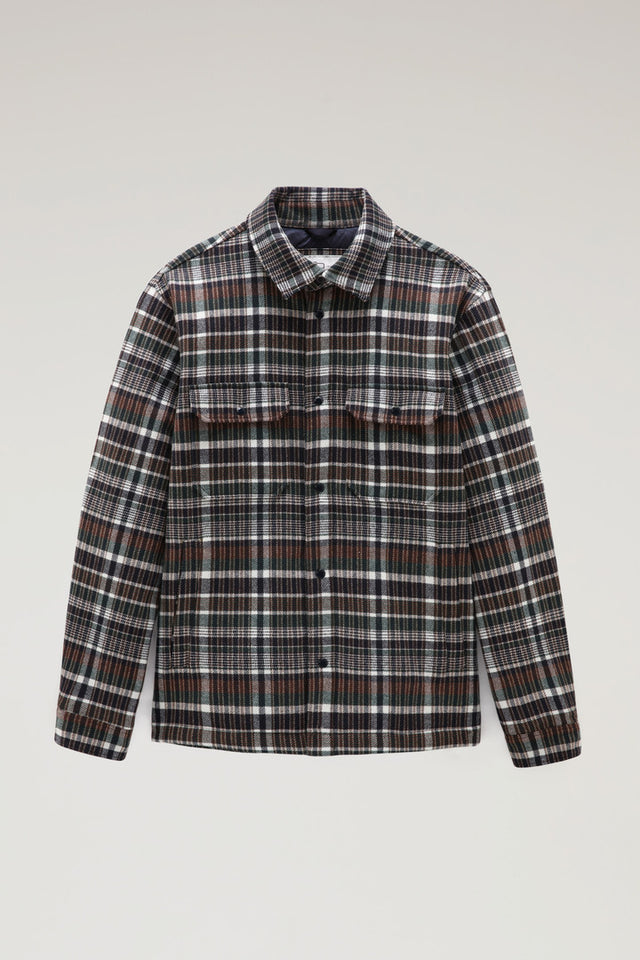 Alaskan Padded Check Overshirt in Recycled Italian Wool Blend - Men - Green