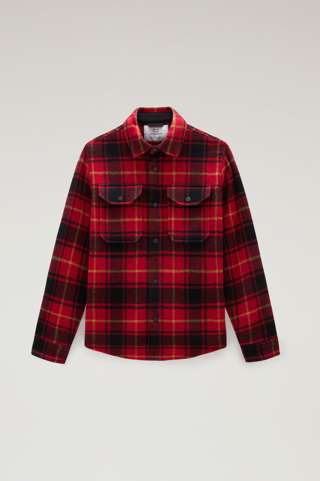 Alaskan Check Overshirt in Bonded Wool Blend - Men - Red