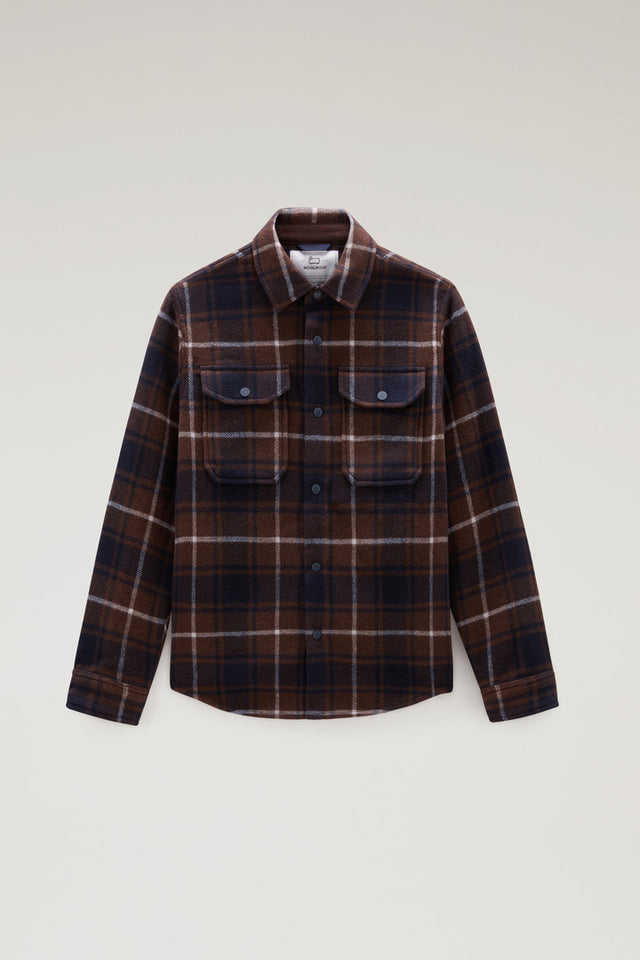 Alaskan Check Overshirt in Bonded Wool Blend - Men - Brown