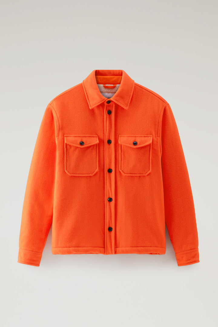 Virgin Wool Blend Overshirt With Sherpa Lining Serving The People Woolrich Men