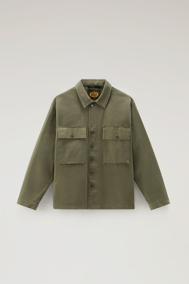 Military Overshirt in Pure Cotton - Men - Green