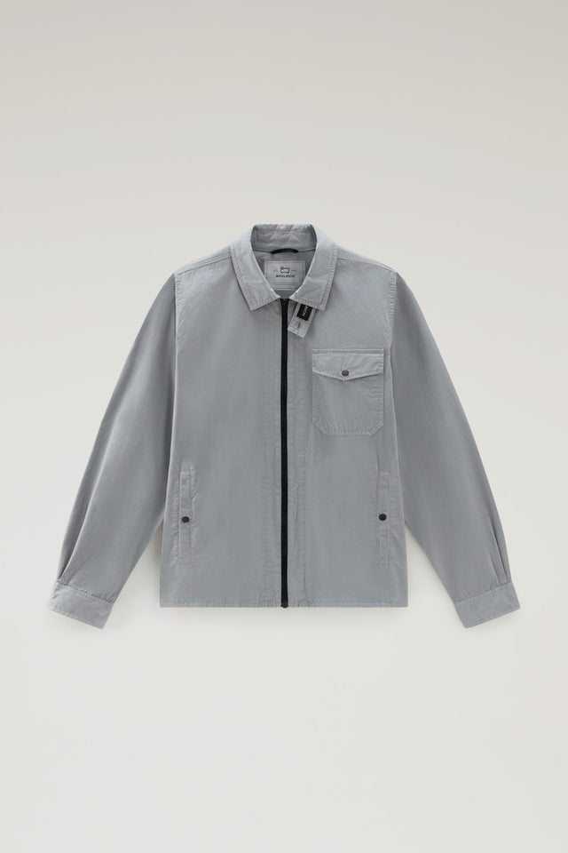 Garment-Dyed Overshirt in Pure Cotton - Men - Gray