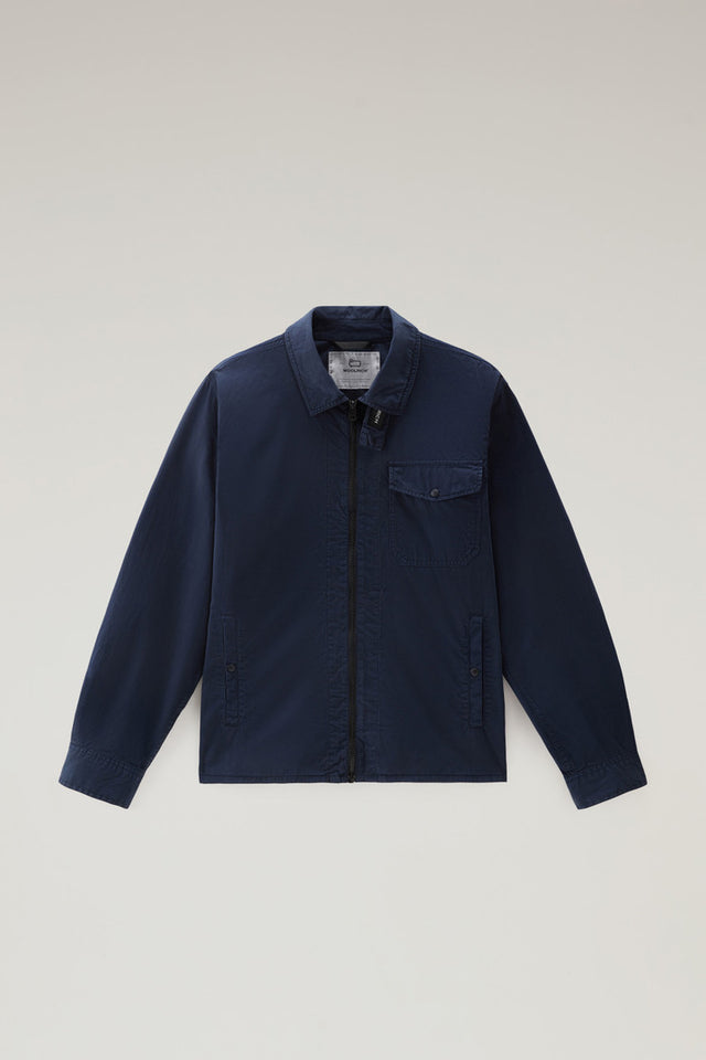 Garment-Dyed Overshirt in Pure Cotton - Men - Blue
