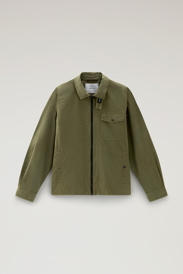 Garment-Dyed Overshirt in Pure Cotton - Men - Green
