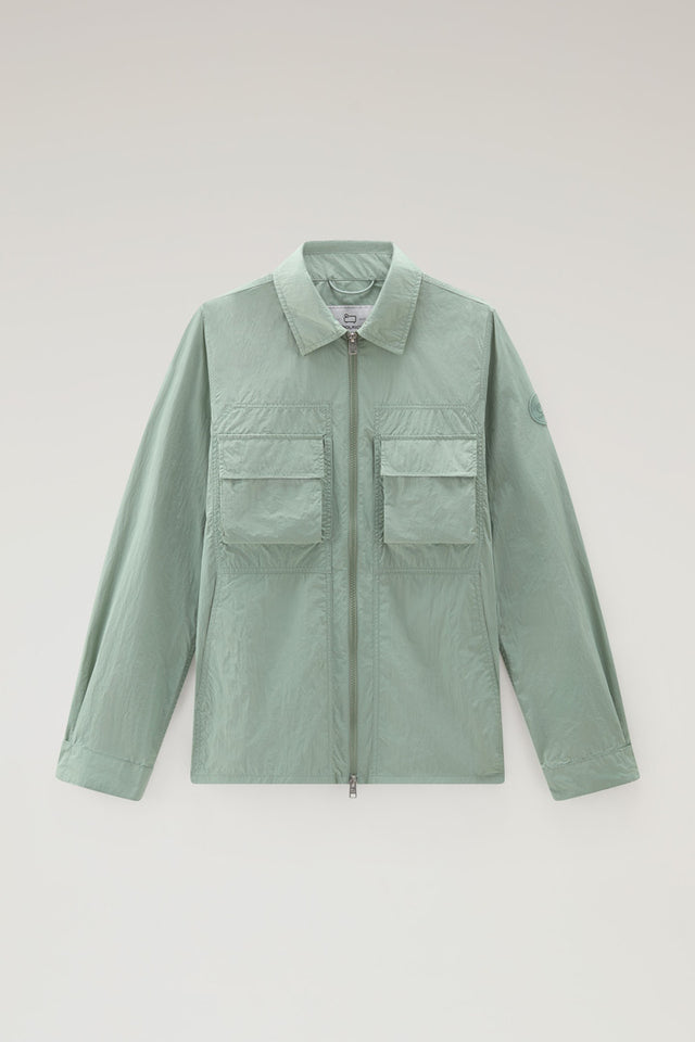 Overshirt in Crinkle Nylon - Men - Green