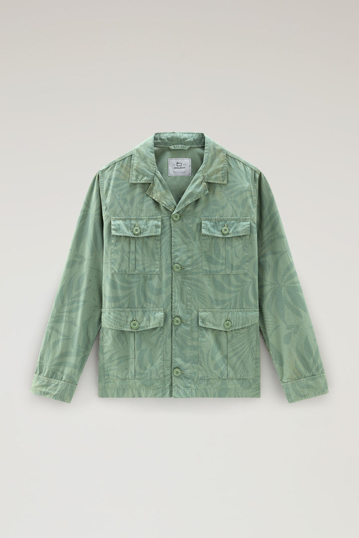 Garment Dyed Shirt Jacket In Printed Pure Cotton Men