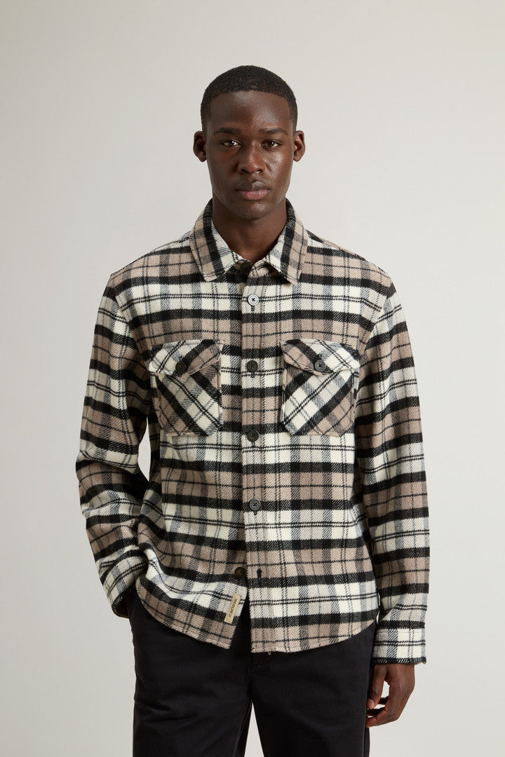 Wool Blend Overshirt With Checked Pattern Men