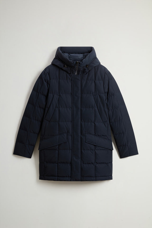 Blizzard Parka in Ramar Cloth with Square Quilting - Men - Blue