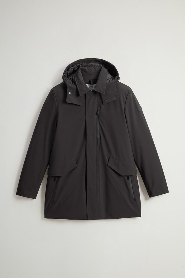 Barrow Mac Coat in Tech Softshell - Men - Black