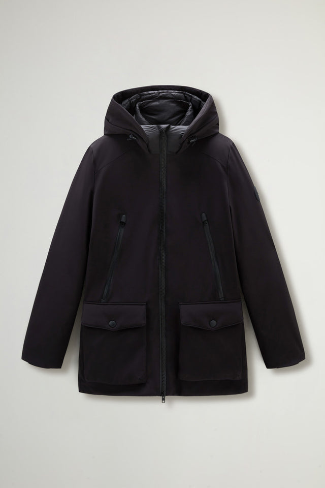 Parka in Tech Softshell - Men - Black
