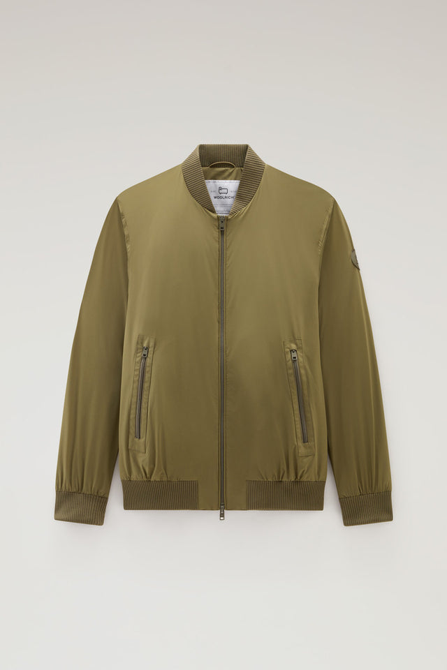 Stretch Matt Finish Nylon Bomber Jacket - Men - Green