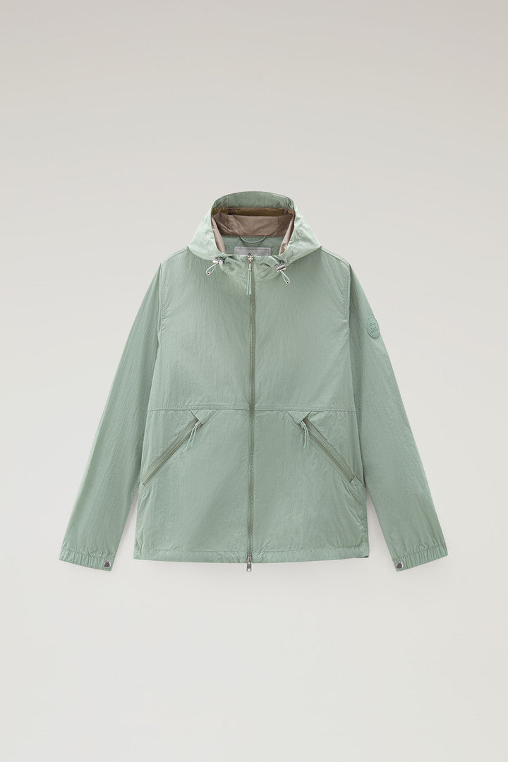 Hooded Crinkle Nylon Windbreaker Men