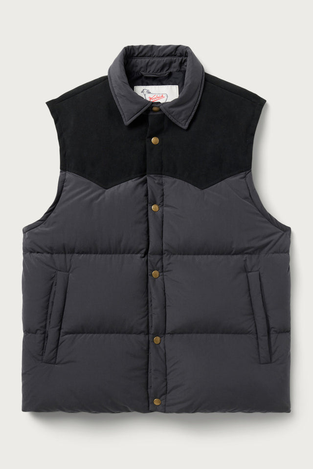 Padded Vest with Alcantara Yoke - One Of These Days / Woolrich - Men - Gray