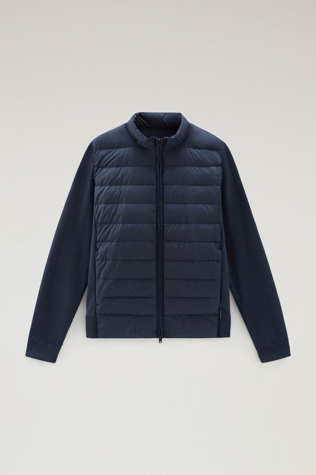 Sundance Hybrid Bomber Jacket in Microfibre and Cotton Knit - Men - Blue