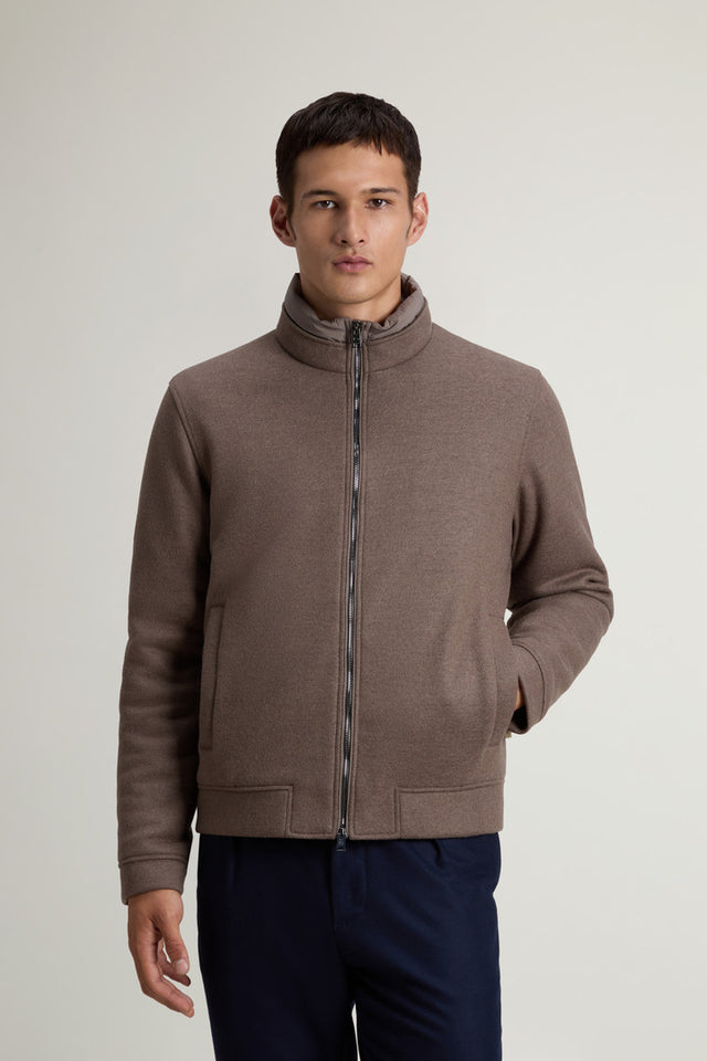 Lewis Bomber Jacket in Wool and Cotton Blend - Men - Brown