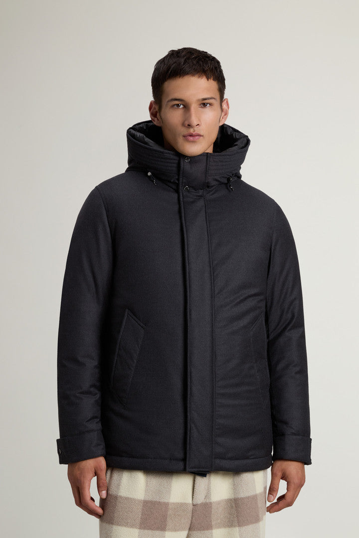 Short Parka In Wool Silk Blend Men
