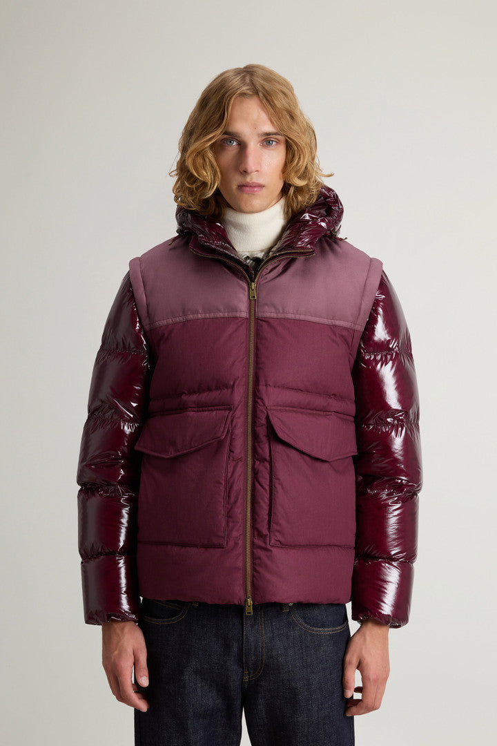 Hybrid Down Jacket With Removable Sleeves And Hood Men