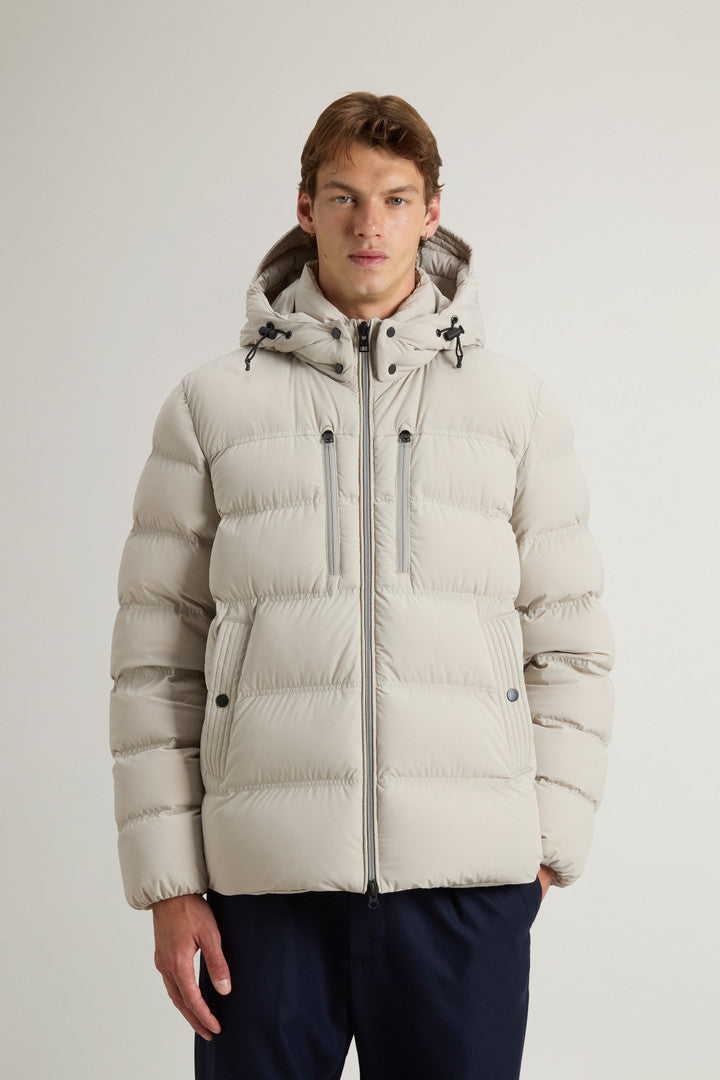 Stretch Nylon Down Jacket With Matte Finish Men