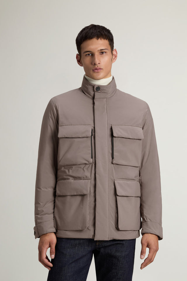 Cloud Jacket with Stand-Up Collar - Men - Brown