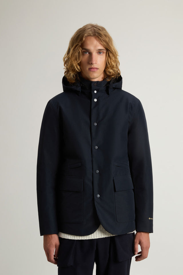 Waterproof Jacket in Recycled Two-Layered GORE-TEX Fabric - Men - Blue
