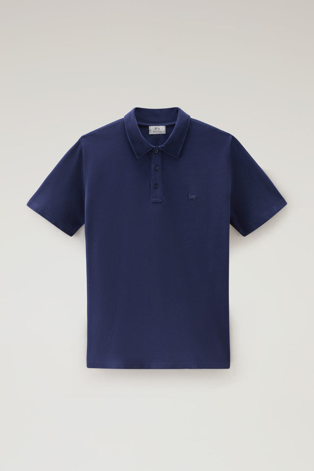 Pure Cotton Piquet Polo Shirt - Men - Blue