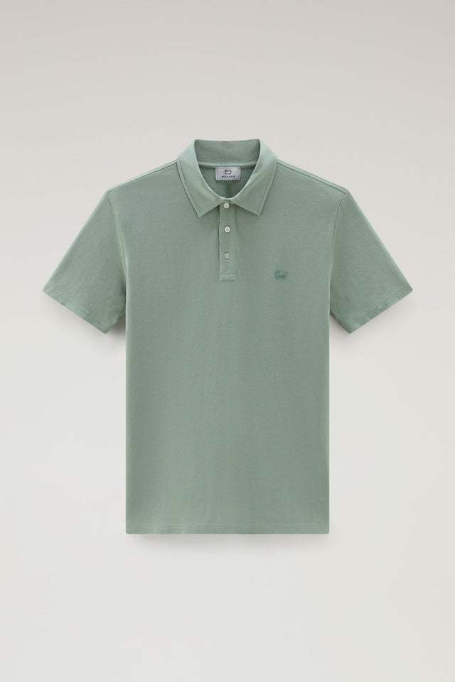 Pure Cotton Piquet Polo Shirt - Men - Green