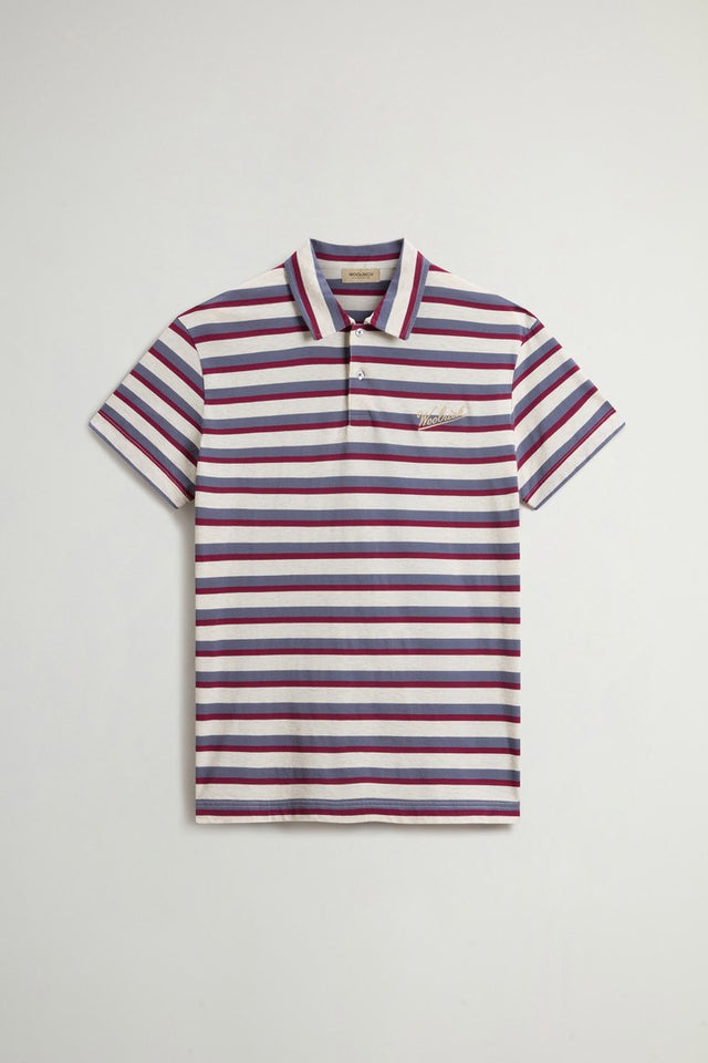 Polo Shirt in Melange Cotton Pique - Men - Burgundy