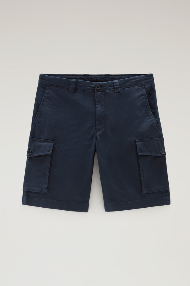 Garment-Dyed Cargo Shorts in Stretch Cotton - Men - Blue