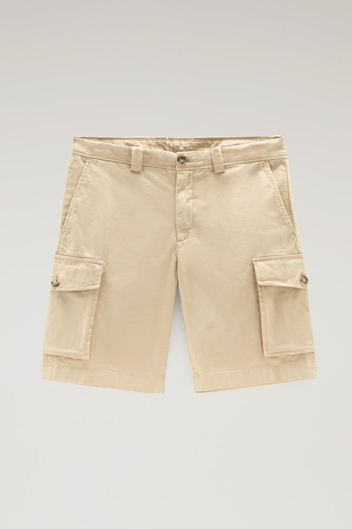Garment Dyed Cargo Shorts In Stretch Cotton Men