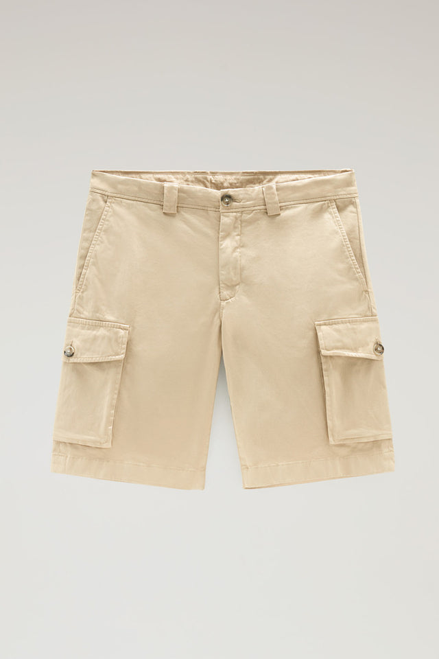 Garment-Dyed Cargo Shorts in Stretch Cotton - Men - Beige