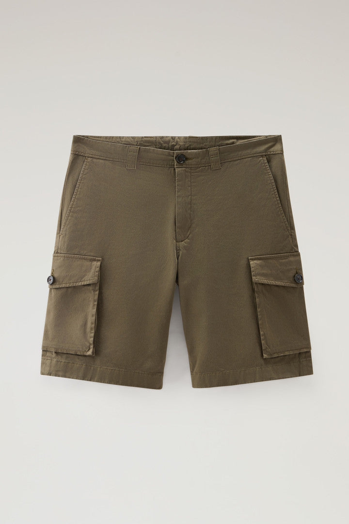 Garment Dyed Cargo Shorts In Stretch Cotton Men