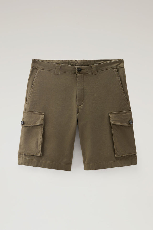 Garment-Dyed Cargo Shorts in Stretch Cotton - Men - Green
