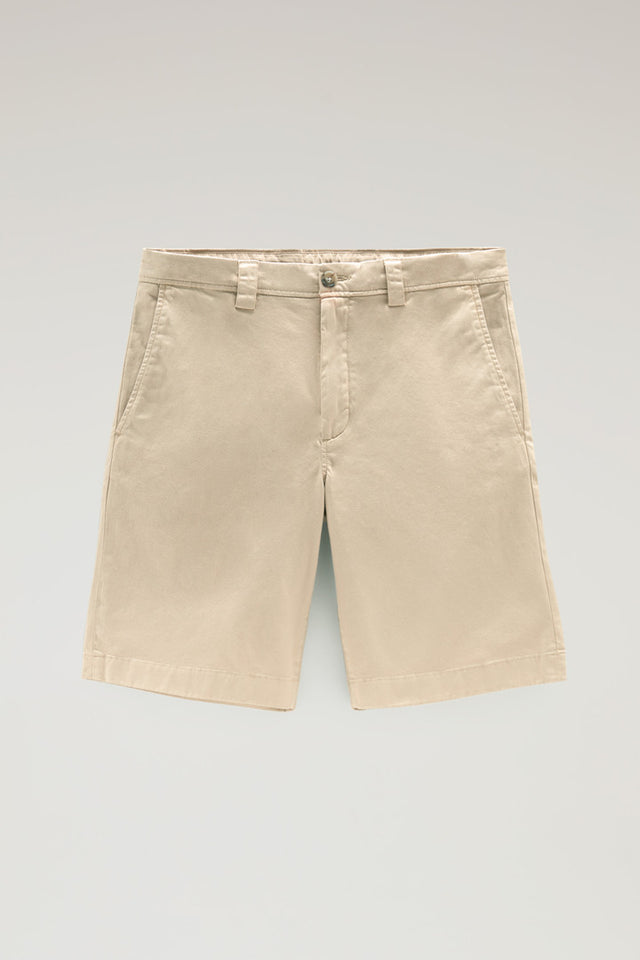 Garment-Dyed Chino Shorts in Stretch Cotton - Men - Beige