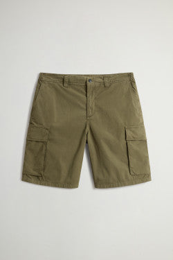Garment-Dyed Cargo Short in Pure Cotton - Men - Green