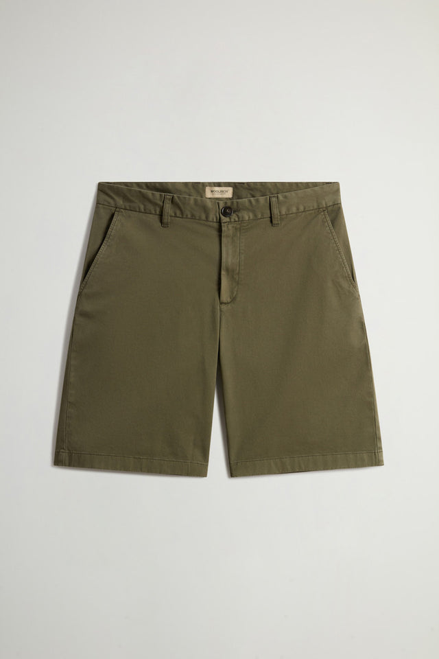 Garment-Dyed Stretch Cotton Twill Chino Shorts - Men - Green