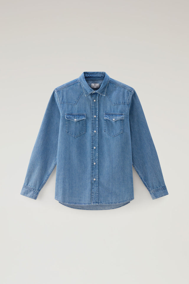Denim Shirt in Pure Cotton - Men - Blue