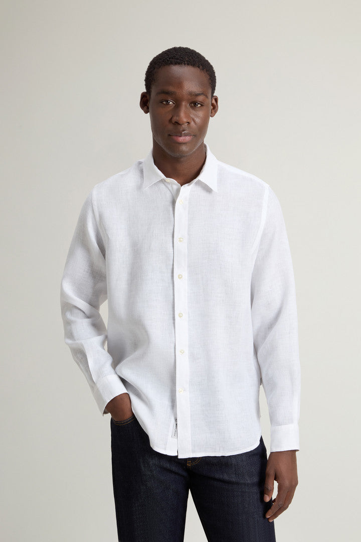 Garment Dyed Pure Linen Shirt Men