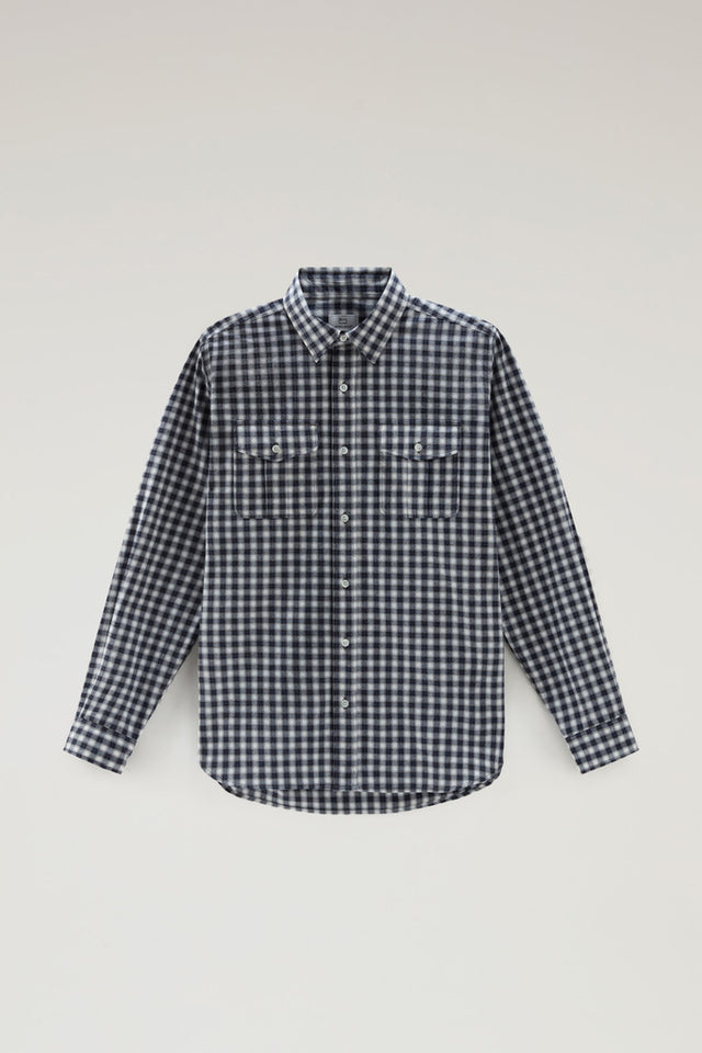 Pure Cotton Checked Shirt - Men - Blue