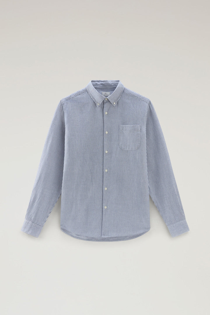 Striped Shirt In Cotton Linen Blend Men