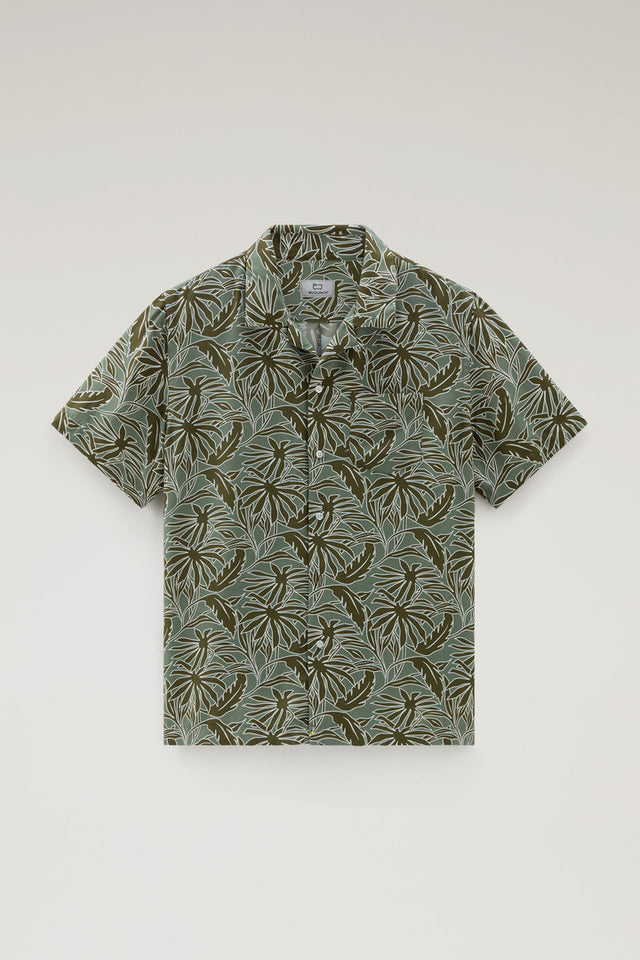 Shirt with Tropical Print - Men - Green