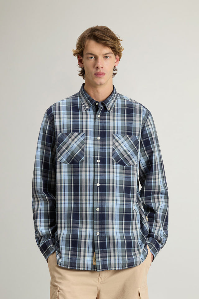 Pure Cotton Madras Check Shirt - Men - Blue