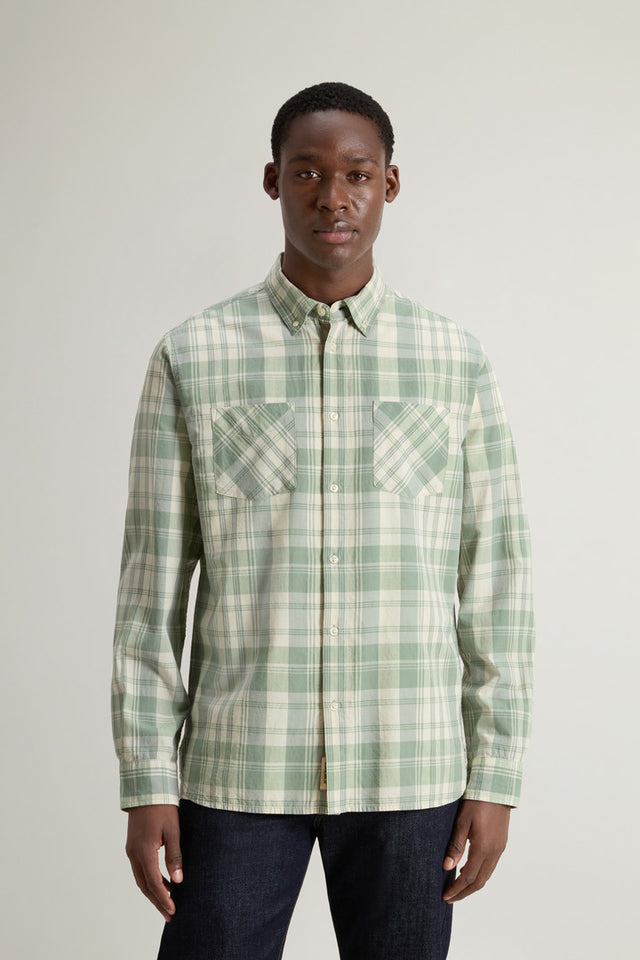 Pure Cotton Madras Check Shirt - Men - Green