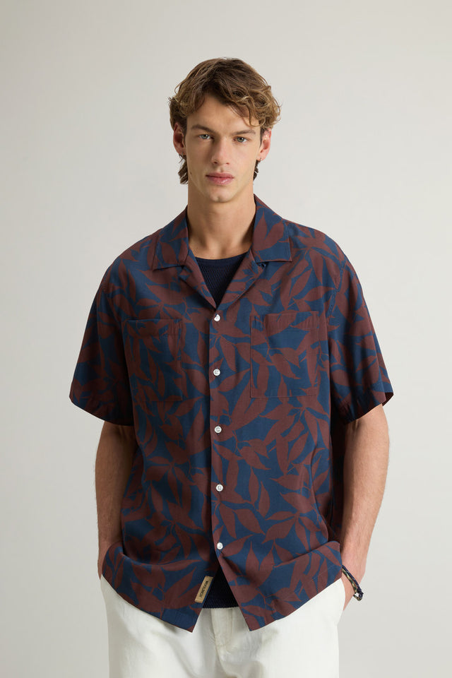 Shirt with Nature Motif - Men - Blue