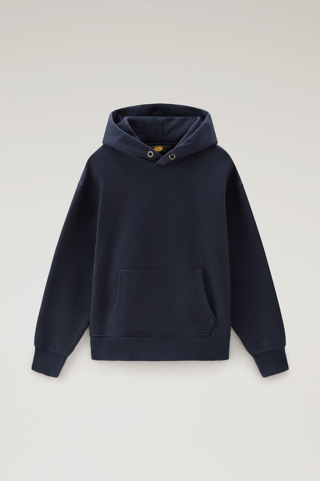 Hoodie in Pure Cotton - Men - Blue