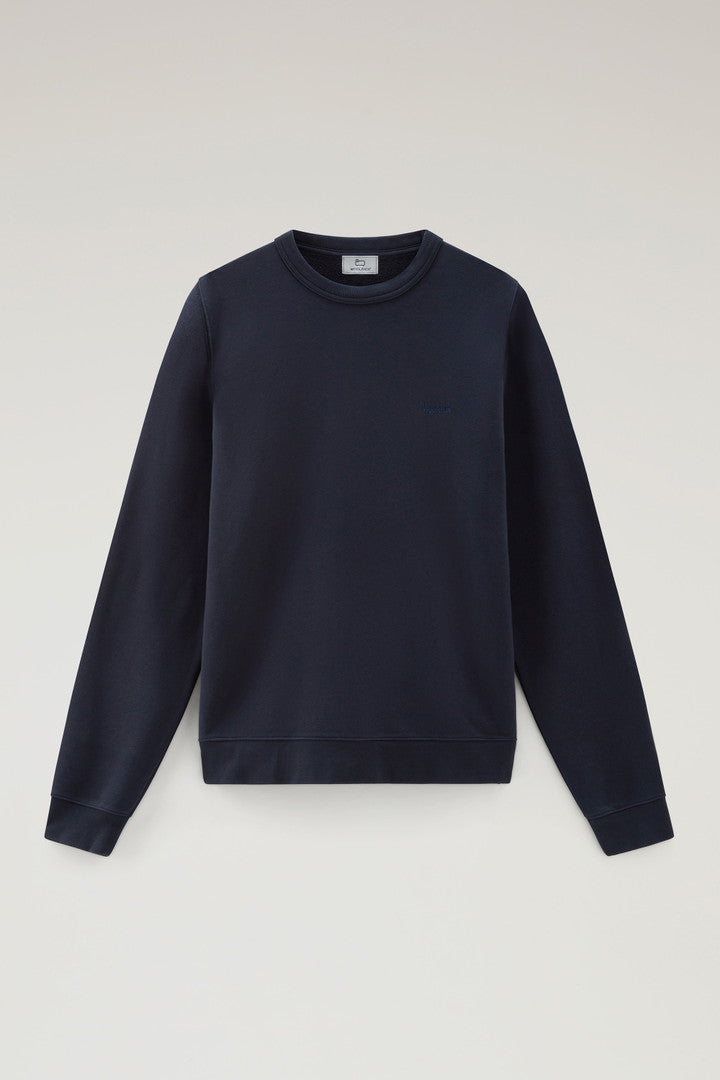 Crewneck Cotton Fleece Sweatshirt With Embroidered Logo Men