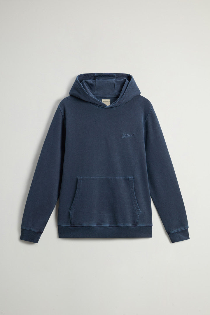 Garment Dyed Hoodie In Pure Cotton With Embroidered Logo Men