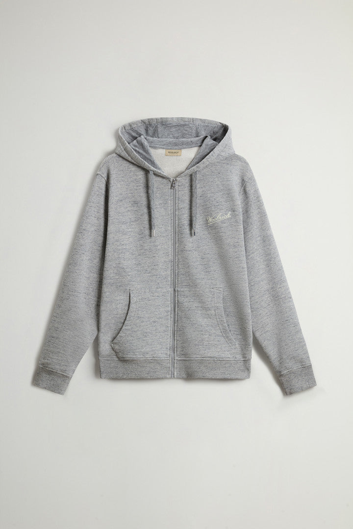 Full Zip Hoodie In Pure Cotton Moulin Men
